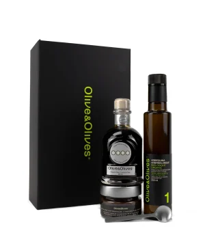 Coffret  cadeau  - Trio huile biologique 1 , vinaigre balsamique et tartinade au chocolat