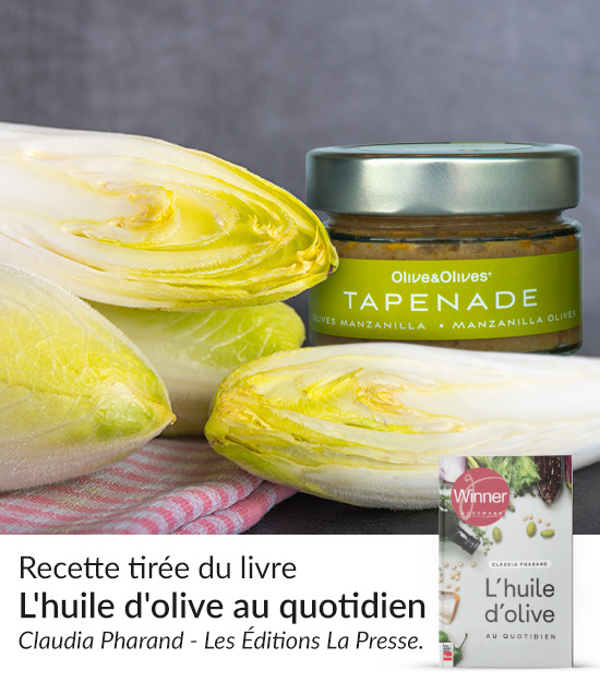 Vinaigrette à la tapenade d’olives vertes et endives