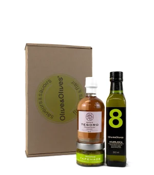 Boîte cadeau Olive & Olives - huile, balsamique rosé & tapenade